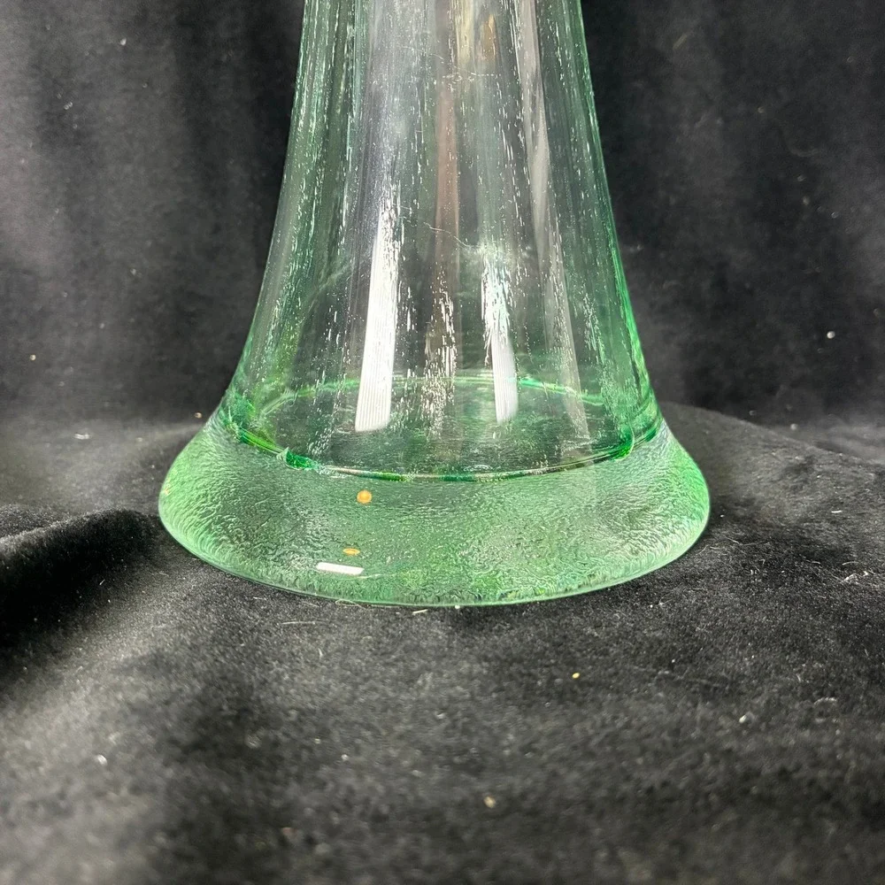 Jack in the Pulpit Vase Green Art Glass Mid Century Modern 16.5 inch